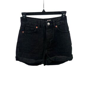 NYC Trends Black Denim High-Waisted Roll Hem Shorts Size 24 Streetwear Casual